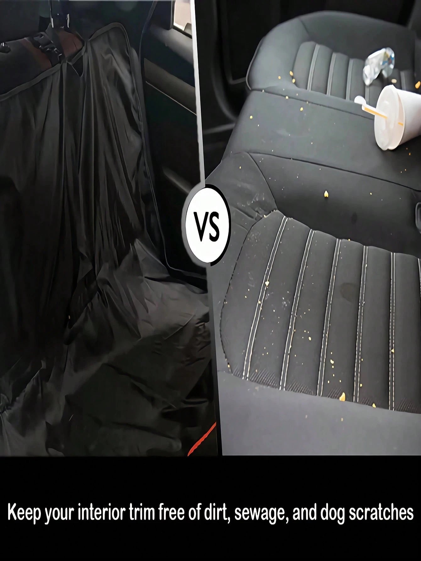1pc 210D Oxford Cloth Thin Car Rear Seat Pet Protector Mat, Black