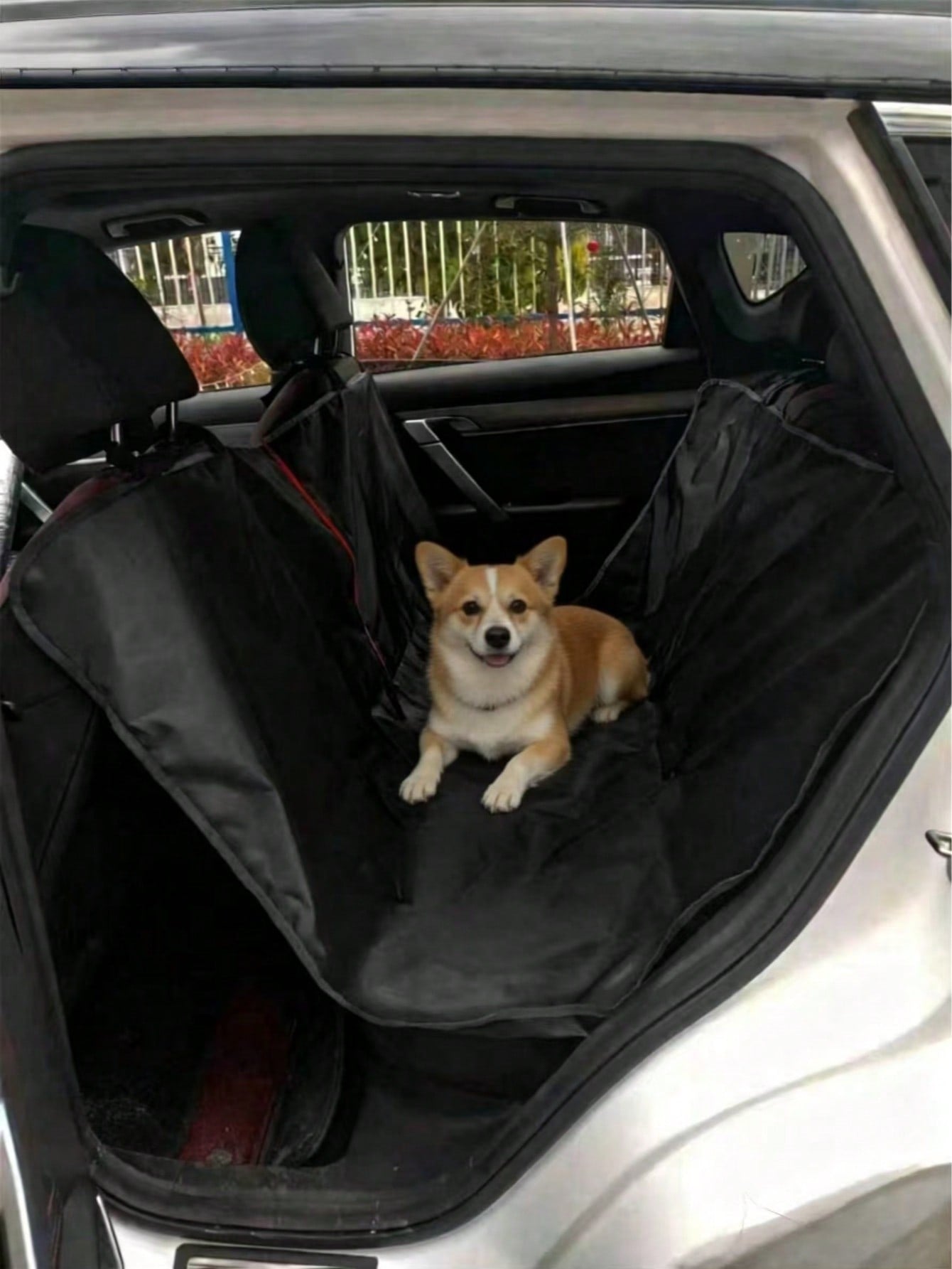 1pc 210D Oxford Cloth Thin Car Rear Seat Pet Protector Mat, Black