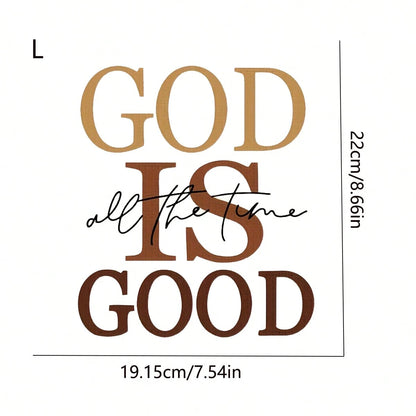 1pc/2pcs/3pcs "GOD IS GOOD All The Time" Vinyl Iron-On Transfer Decal- Bold Typography Heat Press Patch With Mixed Colors, Washable & Durable Applique For Clothing, T-Shirts, Bags, DIY Fashion Access