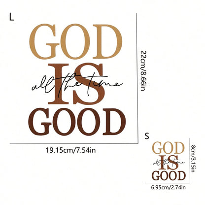 1pc/2pcs/3pcs "GOD IS GOOD All The Time" Vinyl Iron-On Transfer Decal- Bold Typography Heat Press Patch With Mixed Colors, Washable & Durable Applique For Clothing, T-Shirts, Bags, DIY Fashion Access