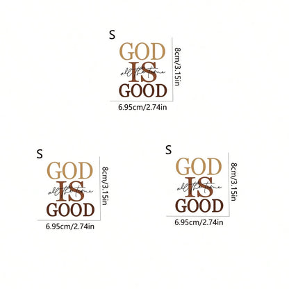 1pc/2pcs/3pcs "GOD IS GOOD All The Time" Vinyl Iron-On Transfer Decal- Bold Typography Heat Press Patch With Mixed Colors, Washable & Durable Applique For Clothing, T-Shirts, Bags, DIY Fashion Access