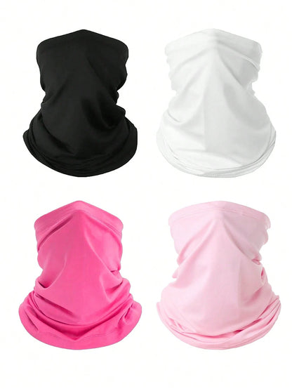 1pc/2pcs/3pcs Unisex Solid Color Breathable Sports Face Mask Elastic Sun Protection Headwear, Suitable For Daily Outings, Hiking, Fishing, Etc.