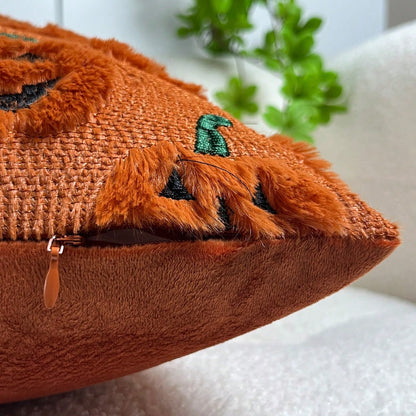 1pc/2pcs Halloween Devil Pumpkin Pillow Case, Suitable For Holiday Decoration Cushion Cover, Orange Square 45x45cm Pillow Case, Suitable For Bedroom Sofa Living Room Bedroom Decoration Cushion Cover