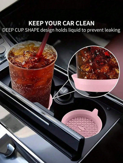 1pc/2pcs Silicone Car Cup Holders, Universal Anti-Slip Embedded Car Interior Accessories- Car Cup Holder Insert Coaster