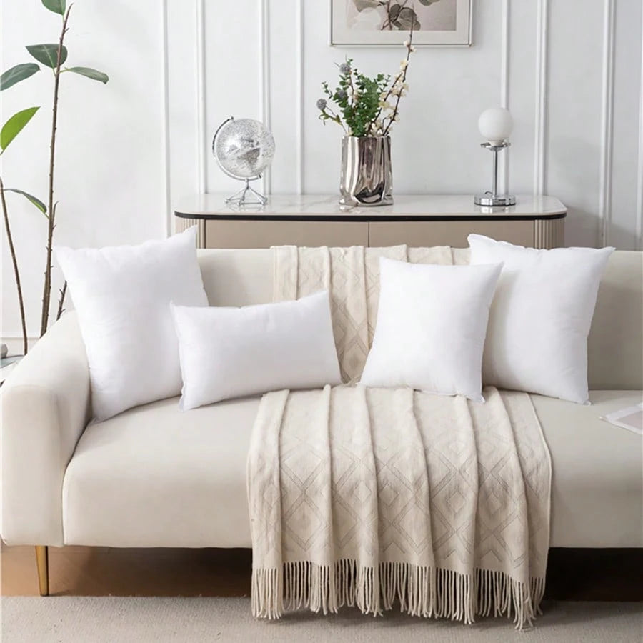 1pc/2pcs Soft & Fluffy Square Throw Pillow Insert, No Fluorescent Fiber, Filled With High Elastic Velvet. White Pillow Insert Suitable For Sofa, Bed, Breathable Sofa Decorative Cushion Insert, Without