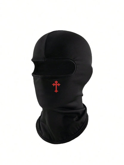 1pc/2pcs Unisex Solid Color Printed Balaclava Hat Set, Single Hole Full Face Mask Headwear For Cycling, Suitable For Daily Wear And Outdoor Activities