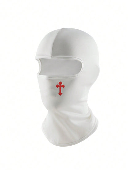 1pc/2pcs Unisex Solid Color Printed Balaclava Hat Set, Single Hole Full Face Mask Headwear For Cycling, Suitable For Daily Wear And Outdoor Activities