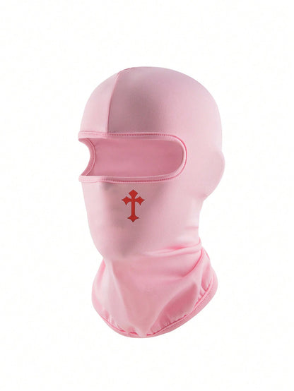 1pc/2pcs Unisex Solid Color Printed Balaclava Hat Set, Single Hole Full Face Mask Headwear For Cycling, Suitable For Daily Wear And Outdoor Activities