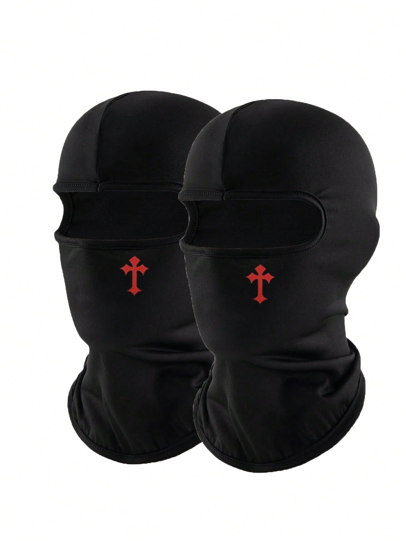 1pc/2pcs Unisex Solid Color Printed Balaclava Hat Set, Single Hole Full Face Mask Headwear For Cycling, Suitable For Daily Wear And Outdoor Activities