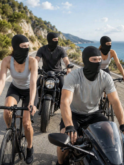 1pc/2pcs Unisex Solid Color Printed Balaclava Hat Set, Single Hole Full Face Mask Headwear For Cycling, Suitable For Daily Wear And Outdoor Activities