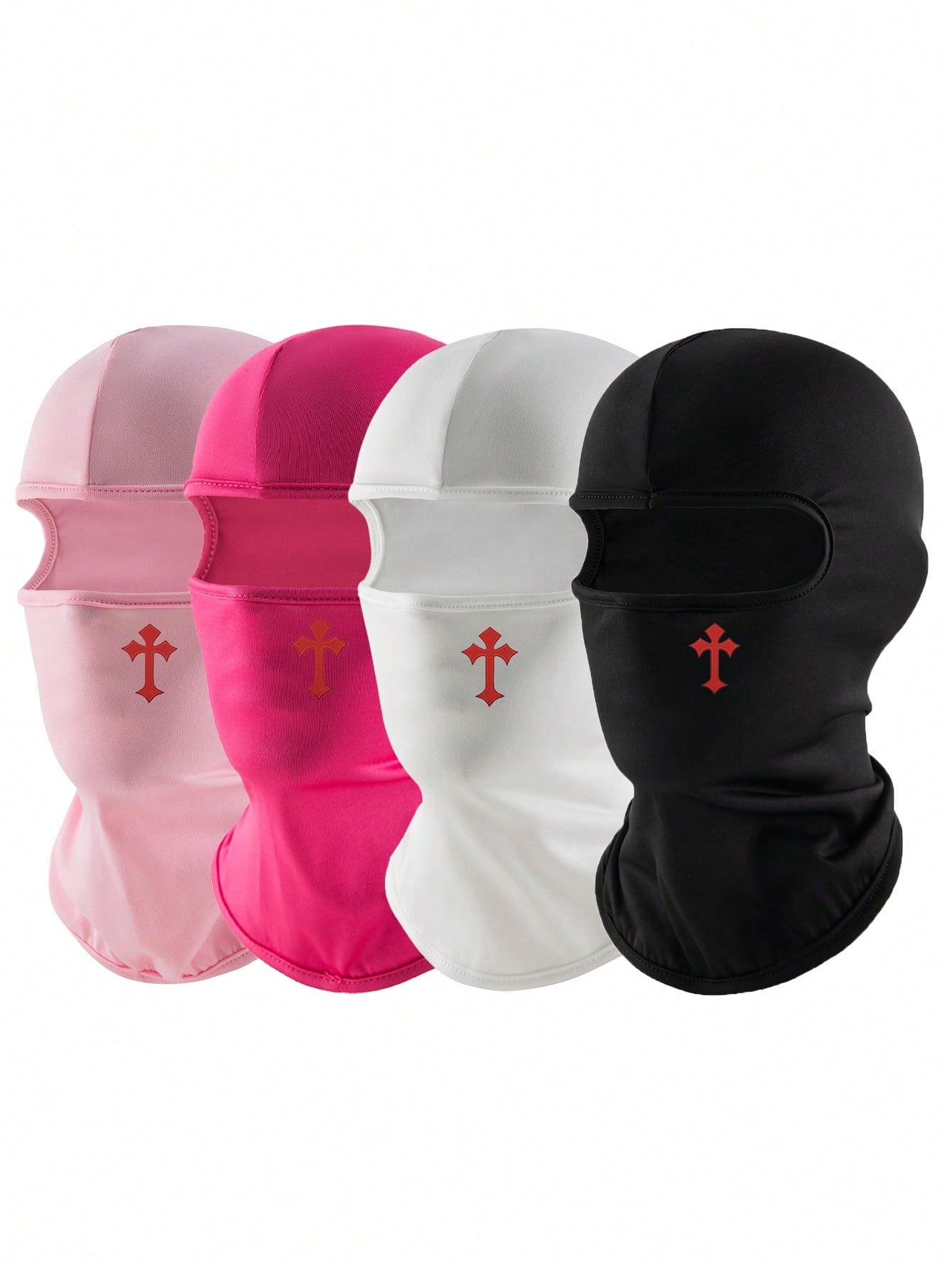 1pc/2pcs Unisex Solid Color Printed Balaclava Hat Set, Single Hole Full Face Mask Headwear For Cycling, Suitable For Daily Wear And Outdoor Activities