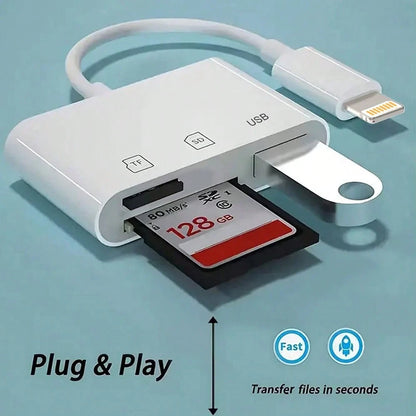 1pc 3-In-1 SD/TF/USB Card Reader Adapter Compatible With IPhone/ Series, Compatible With Iphone 16 Pro Max/16 Pro/16 Plus/16/15/14/13/12/11/XS/XR/8/7/6, S25/S24/S23/S22/S21/S20 Ultra Plus, Series