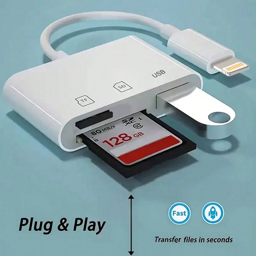 1pc 3-In-1 SD/TF/USB Card Reader Adapter Compatible With IPhone/ Series, Compatible With Iphone 16 Pro Max/16 Pro/16 Plus/16/15/14/13/12/11/XS/XR/8/7/6, S25/S24/S23/S22/S21/S20 Ultra Plus, Series