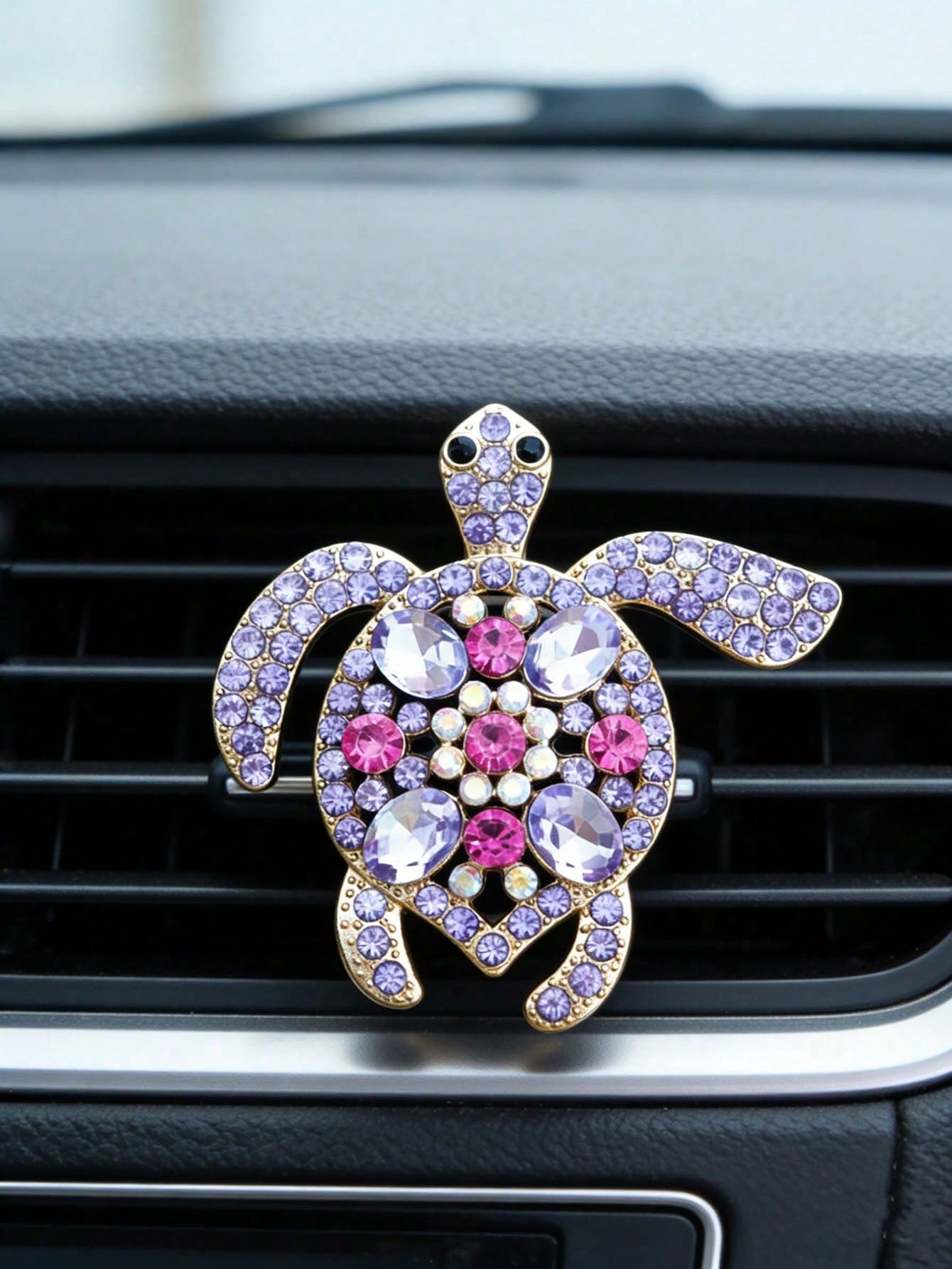 1pc/3pcs Alloy Rhinestone Colorful Gemstone Sea Turtle Decorative Car Air Vent Aromatherapy Clip Car Fragrance Clip Creative Car Interior Fragrance Decor