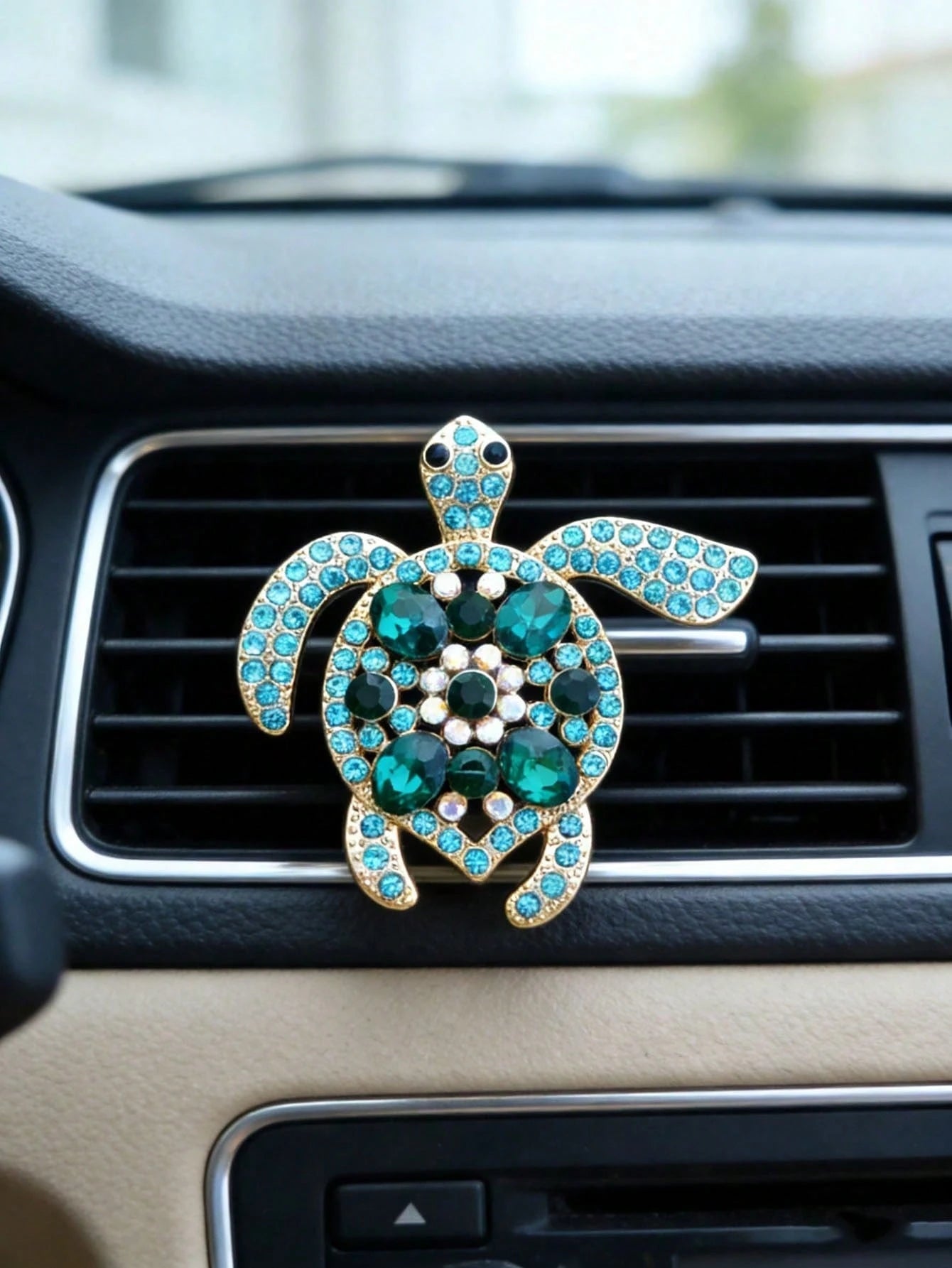 1pc/3pcs Alloy Rhinestone Colorful Gemstone Sea Turtle Decorative Car Air Vent Aromatherapy Clip Car Fragrance Clip Creative Car Interior Fragrance Decor