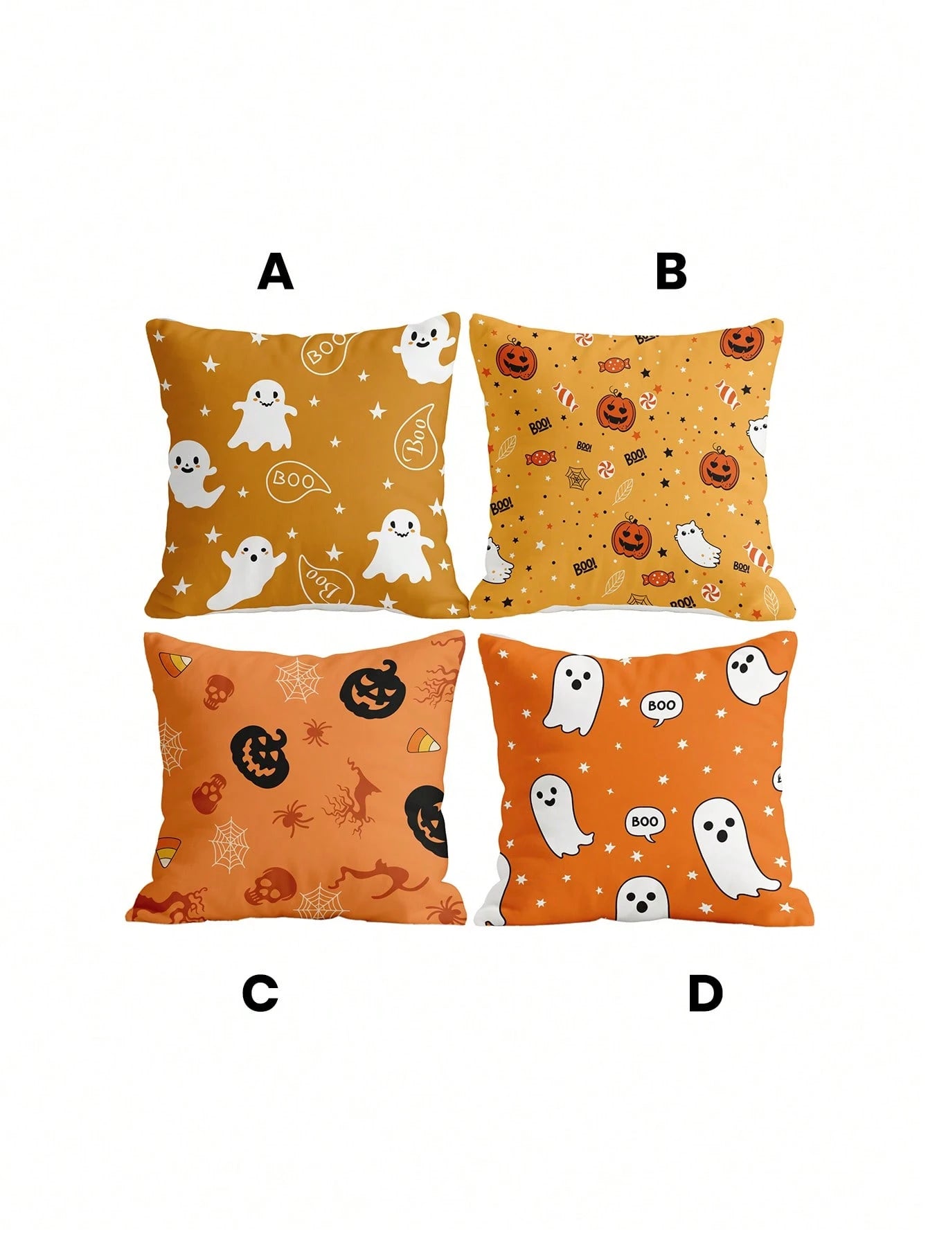 1pc/4pcs Halloween Ghost Pumpkin Pillow Case, Cushion Cover, Bedding, Comfortable And Easy To Care, Living Room Sofa Decorative Pillowcase, Halloween Room Decor, Single-Sided Print, Zipper Closure, Pi
