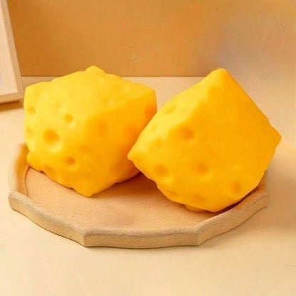 1pc, 5cm Soft Square Cheese Stress Squeeze Toy, Slow Rebound Squeeze Toy, Perfect Gift For Halloween, Christmas, Boys And Girls, Suitable For Games And Parties, Can Be Used As Gift Or Party Favor, Gra