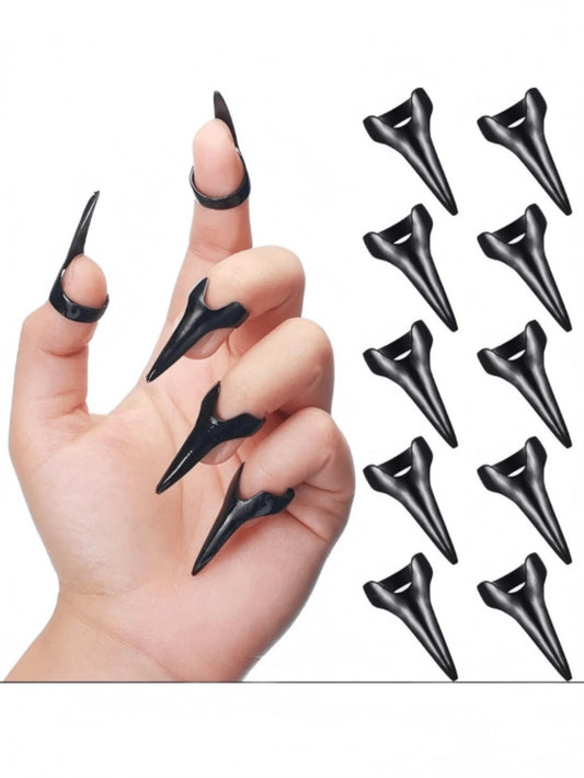 1pc/5pcs/10pcs Hair Parting Vintage Punk Hair Pick Tool Gothic Nail Finger Cosplay Claws Metal Full Finger Ring For Hair Braiding Curling Styling Hair Extensions Wigs And Accessories