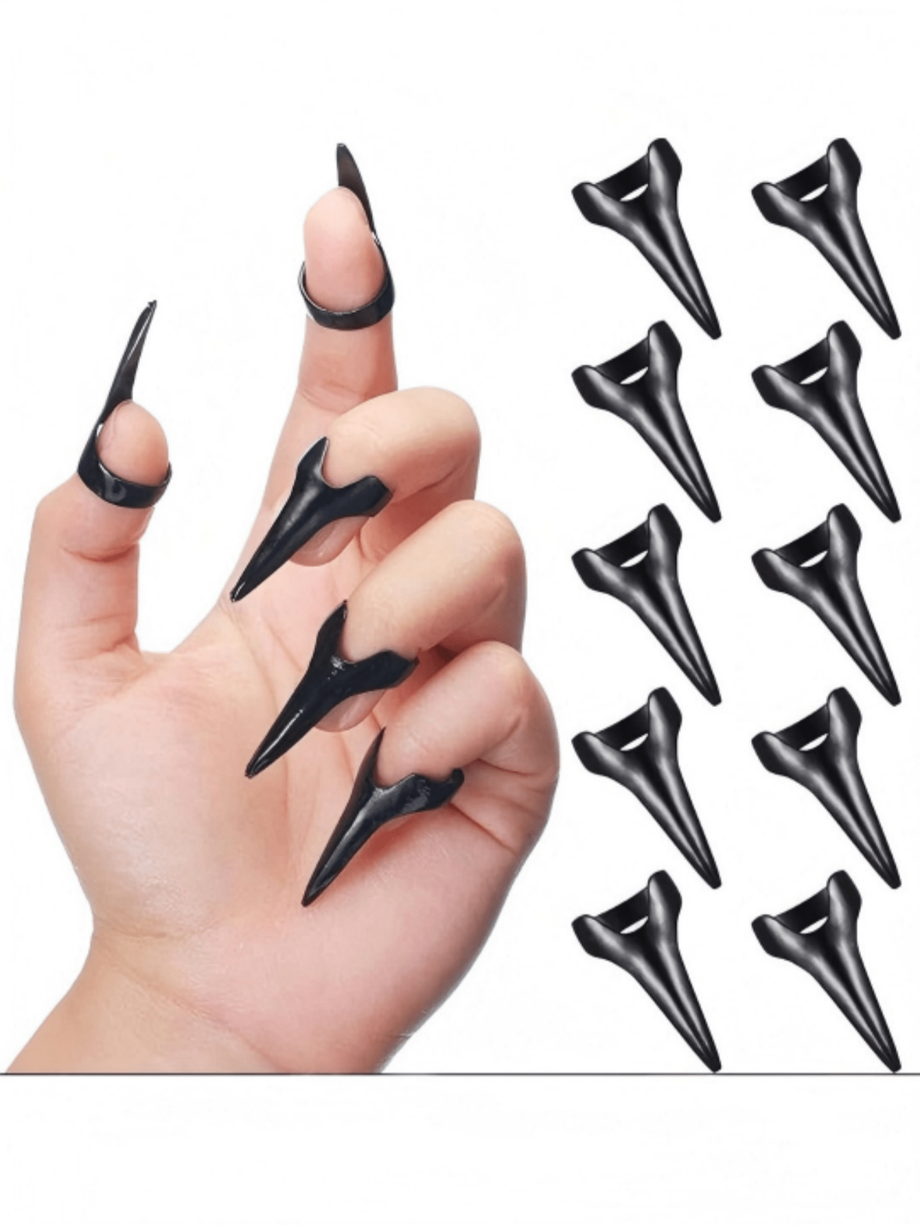 1pc/5pcs/10pcs Hair Parting Vintage Punk Hair Pick Tool Gothic Nail Finger Cosplay Claws Metal Full Finger Ring For Hair Braiding Curling Styling Hair Extensions Wigs And Accessories