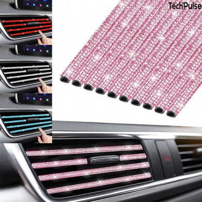 1pc/5pcs Car Diamond Inlaid Vent Decorative Strip, Diamond Studded Car Interior Air Vent U-Shaped Clip, Diamond Interior Decor. Suitable For Most Cars, Great For Daily Car Travel Decoration.