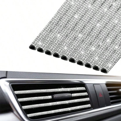 1pc/5pcs Car Diamond Inlaid Vent Decorative Strip, Diamond Studded Car Interior Air Vent U-Shaped Clip, Diamond Interior Decor. Suitable For Most Cars, Great For Daily Car Travel Decoration.