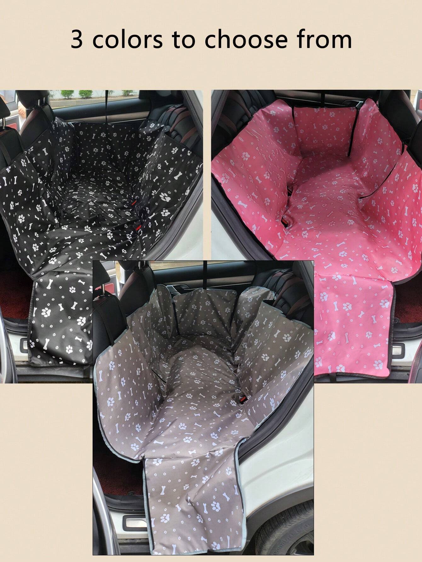1pc 600D Oxford Cloth Printed Waterproof Anti-Dirty Wear-Resistant Car Rear Pet Seat Cover, Pet Friendly