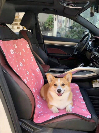 1pc 600D Oxford Fabric Patterned Double-Layer Anti-Dirt Wear-Resistant Car Passenger Seat Pet Mat