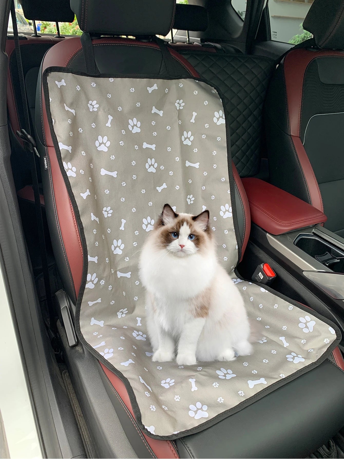1pc 600D Oxford Fabric Patterned Double-Layer Anti-Dirt Wear-Resistant Car Passenger Seat Pet Mat