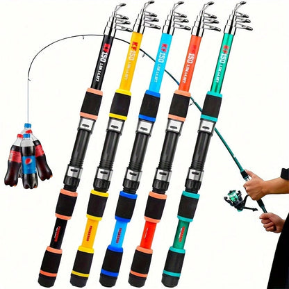 1pc 70.87 Inch Super Hard Fiberglass Fishing Rod- Portable Quick Retract Hollow Rod, Red/Red, Suitable For Outdoor Fishing And Hunting, Fishing Gear| Modern Fishing Rod| Durable Structure, Fishing