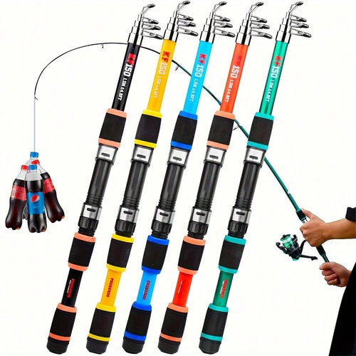 1pc 70.87 Inch Super Hard Fiberglass Fishing Rod- Portable Quick Retract Hollow Rod, Red/Red, Suitable For Outdoor Fishing And Hunting, Fishing Gear| Modern Fishing Rod| Durable Structure, Fishing