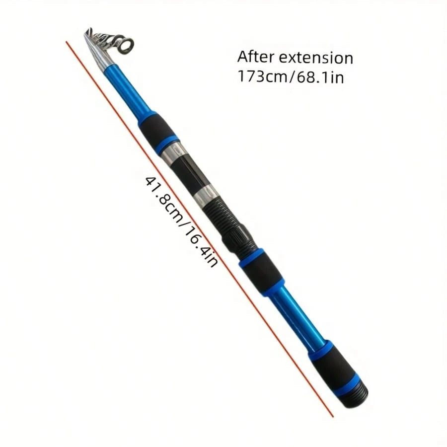 1pc 70.87 Inch Super Hard Fiberglass Fishing Rod- Portable Quick Retract Hollow Rod, Red/Red, Suitable For Outdoor Fishing And Hunting, Fishing Gear| Modern Fishing Rod| Durable Structure, Fishing