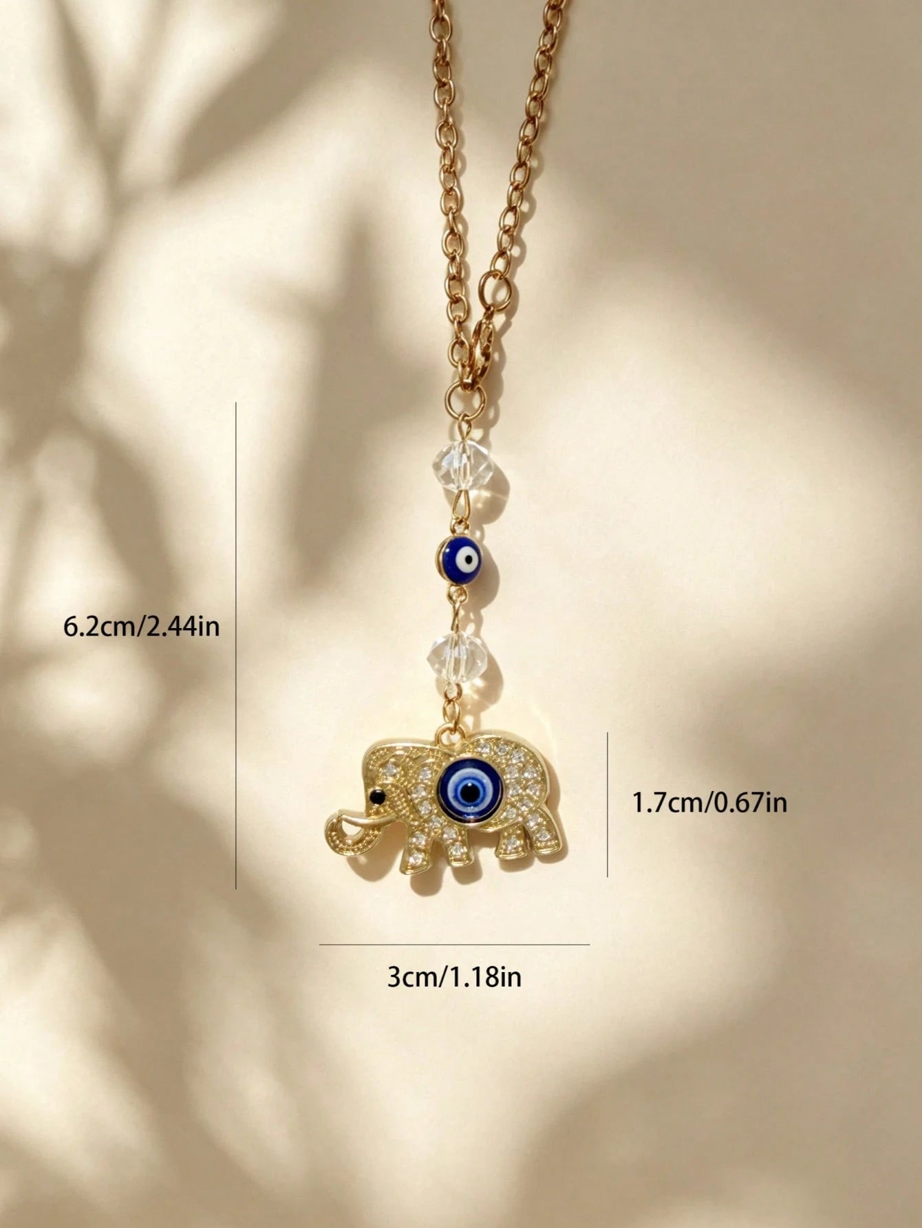 1pc Alloy Moon With Rhinestone Elephant Evil Eye Car Rearview Mirror Hanging Decoration, Car Interior Decoration Accessory