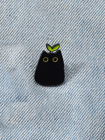 1pc Aluminum Alloy Black Cat With Grass Enamel Badge, Suitable As Bag Accessory, Pendant, Gift For Occasions Like Valentine's Day, Fashionable And Versatile, Suitable For Teenagers, Women, College Stu