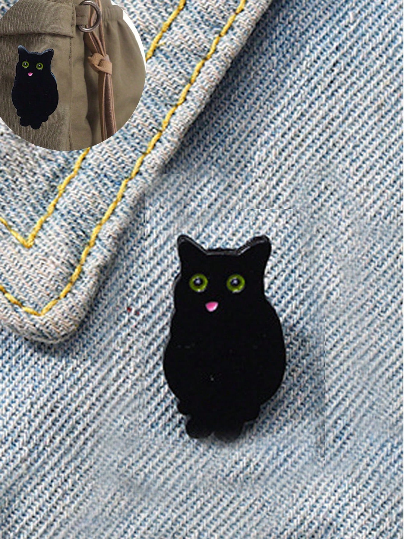1pc Aluminum Alloy Black Cat With Grass Enamel Badge, Suitable As Bag Accessory, Pendant, Gift For Occasions Like Valentine's Day, Fashionable And Versatile, Suitable For Teenagers, Women, College Stu
