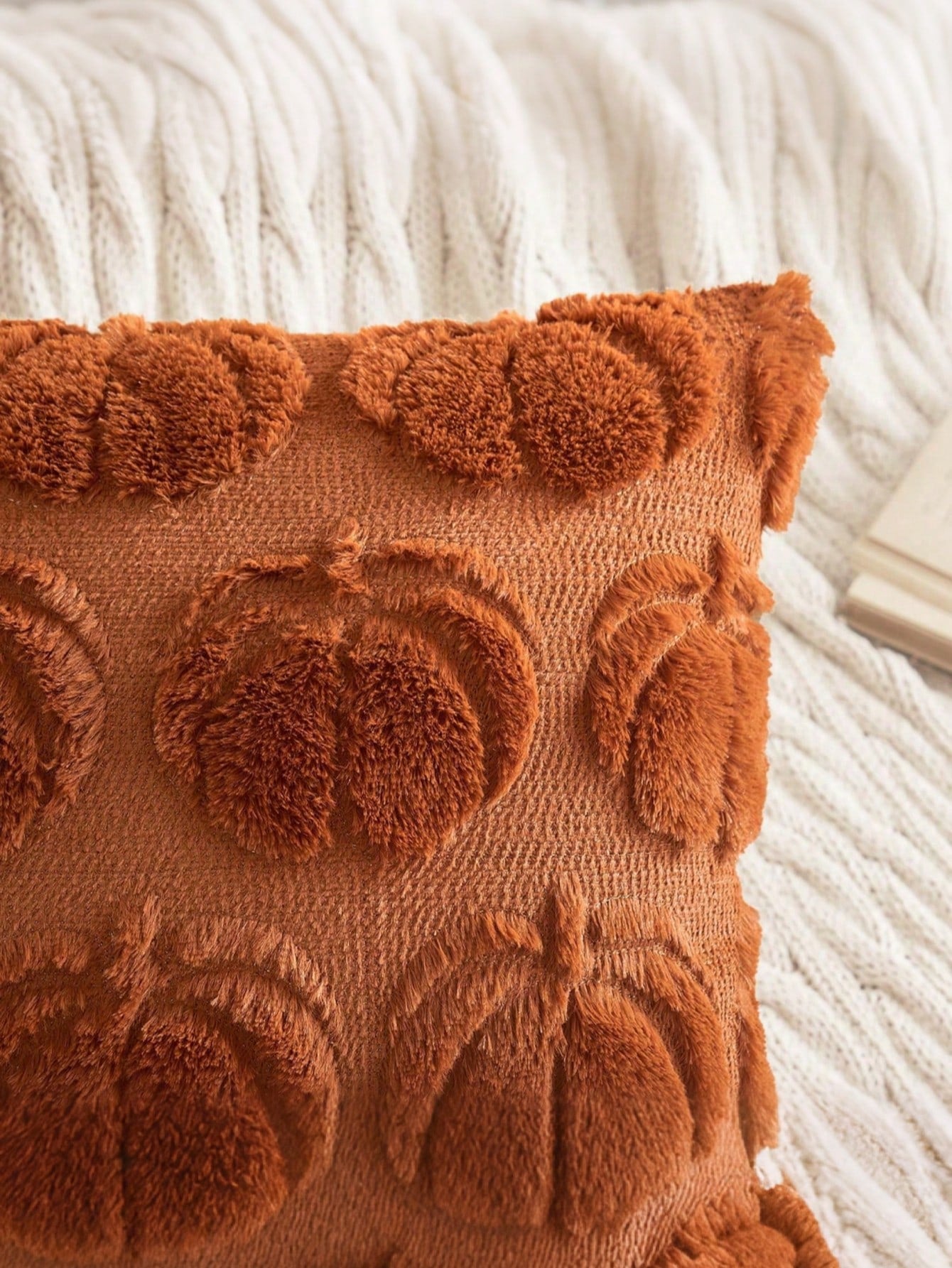 1pc Autumn Pillowcase, Autumn Decor, Autumn Rust Color Pumpkin Throw Pillow Cover, Decorative Pumpkin Pillowcase, Soft Faux Fur Wool Sofa Cushion Cover, Suitable For Chair, Sofa, Living Room, Home Dec