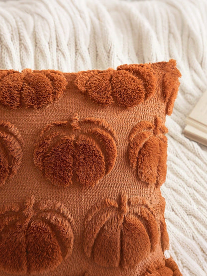 1pc Autumn Pillowcase, Autumn Decor, Autumn Rust Color Pumpkin Throw Pillow Cover, Decorative Pumpkin Pillowcase, Soft Faux Fur Wool Sofa Cushion Cover, Suitable For Chair, Sofa, Living Room, Home Dec