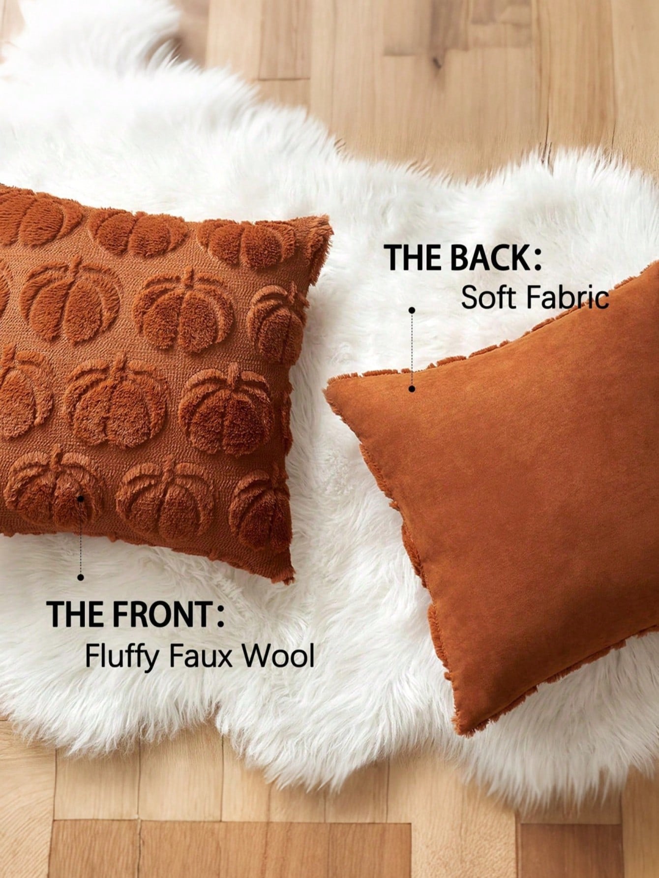1pc Autumn Pillowcase, Autumn Decor, Autumn Rust Color Pumpkin Throw Pillow Cover, Decorative Pumpkin Pillowcase, Soft Faux Fur Wool Sofa Cushion Cover, Suitable For Chair, Sofa, Living Room, Home Dec