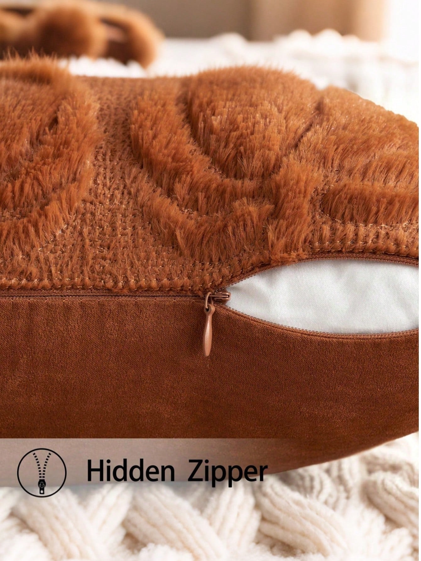 1pc Autumn Pillowcase, Autumn Decor, Autumn Rust Color Pumpkin Throw Pillow Cover, Decorative Pumpkin Pillowcase, Soft Faux Fur Wool Sofa Cushion Cover, Suitable For Chair, Sofa, Living Room, Home Dec