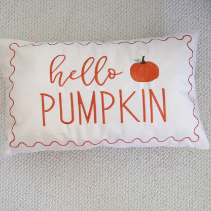 1pc Autumn Pumpkin Throw Pillow Cover, Thanksgiving Hello Pumpkin Embroidered Pillowcase, Sofa Decor Suitable For Autumn Home Decoration