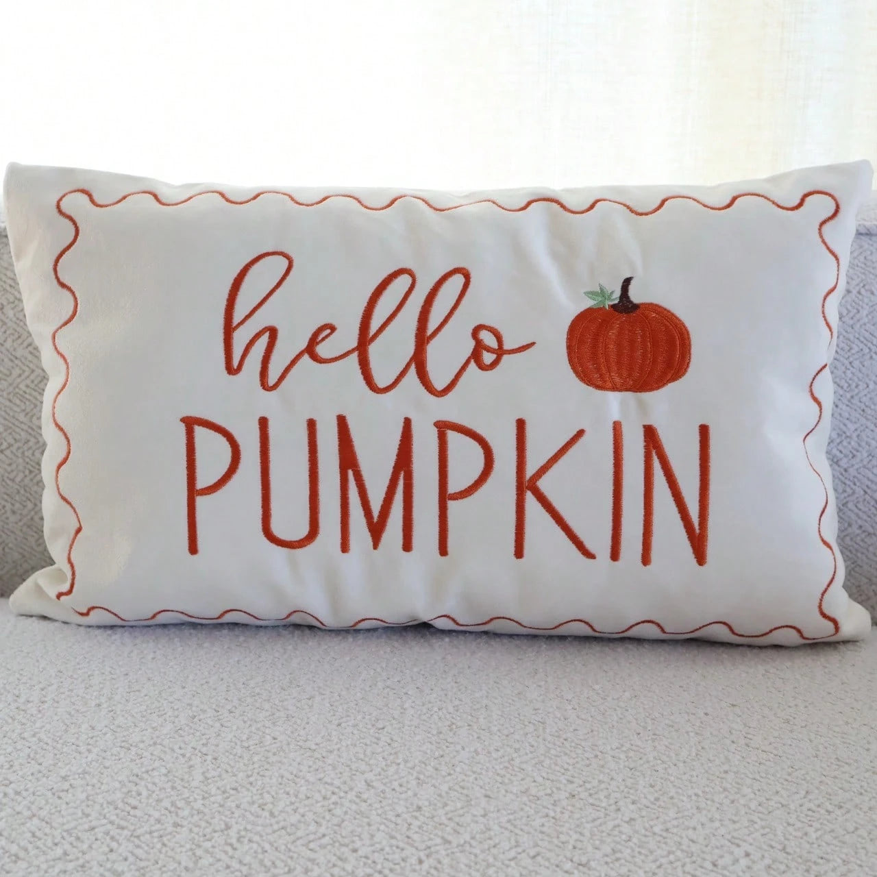 1pc Autumn Pumpkin Throw Pillow Cover, Thanksgiving Hello Pumpkin Embroidered Pillowcase, Sofa Decor Suitable For Autumn Home Decoration