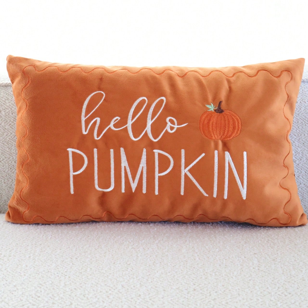 1pc Autumn Pumpkin Throw Pillow Cover, Thanksgiving Hello Pumpkin Embroidered Pillowcase, Sofa Decor Suitable For Autumn Home Decoration