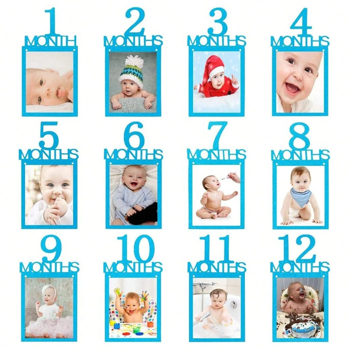 1pc Baby 1st Birthday Photo Banner, 1-12 Months Growth Record Photo Props, Birthday Party Decoration, Suitable For Birthday Party, Baby Shower, 1st Anniversary