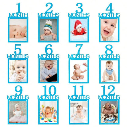 1pc Baby 1st Birthday Photo Banner, 1-12 Months Growth Record Photo Props, Birthday Party Decoration, Suitable For Birthday Party, Baby Shower, 1st Anniversary