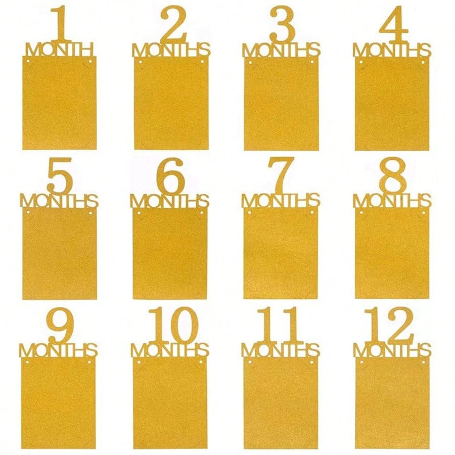 1pc Baby 1st Birthday Photo Banner, 1-12 Months Growth Record Photo Props, Birthday Party Decoration, Suitable For Birthday Party, Baby Shower, 1st Anniversary