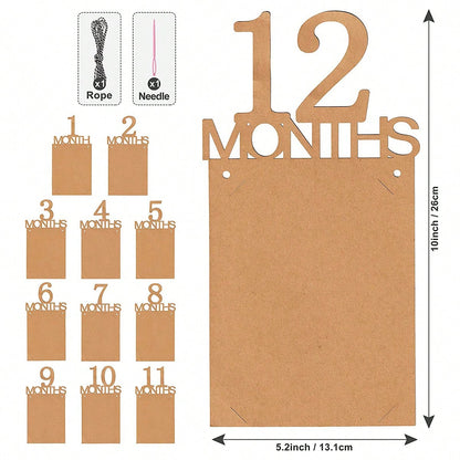 1pc Baby 1st Birthday Photo Banner, 1-12 Months Growth Record Photo Props, Birthday Party Decoration, Suitable For Birthday Party, Baby Shower, 1st Anniversary