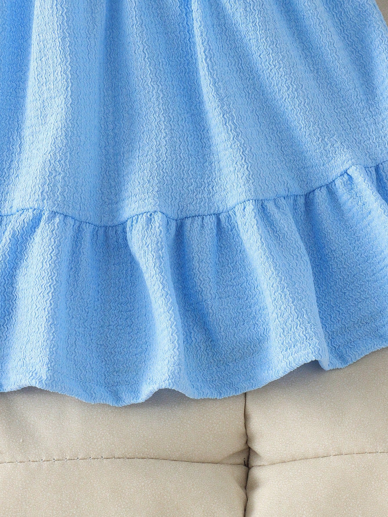 1pc Baby Girl Jacquard Fabric Tank Dress, Lightweight Summer Beach Vacation Style