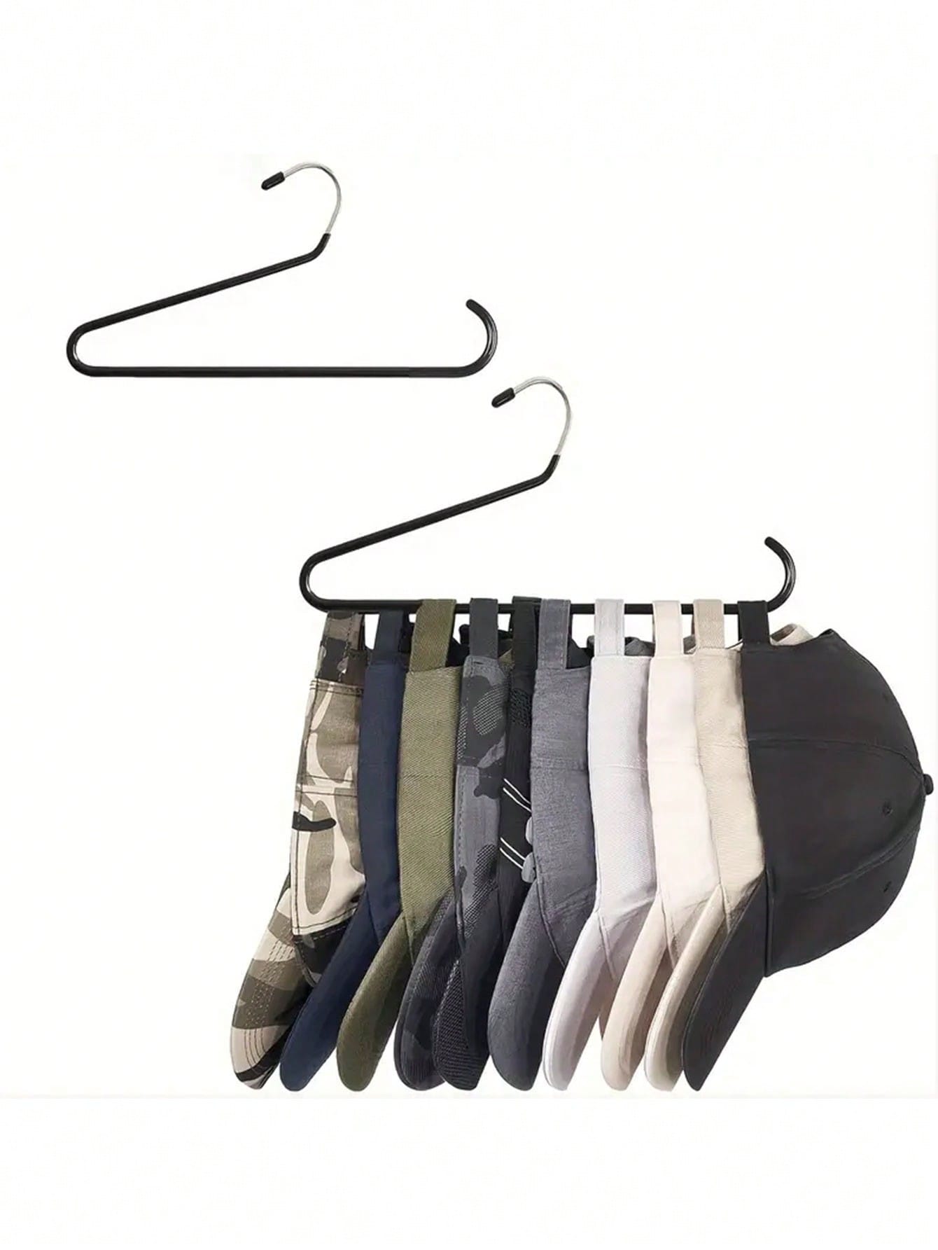 1pc Baseball Cap Holder Rack, Made Of Metal And Plastic, Fits For Closet, Portable Hat Storage Hanger, Holds Up To 20 Caps, Suitable For Various Cap Types And Sizes, Black,Bag,Organizer,Storage, Back