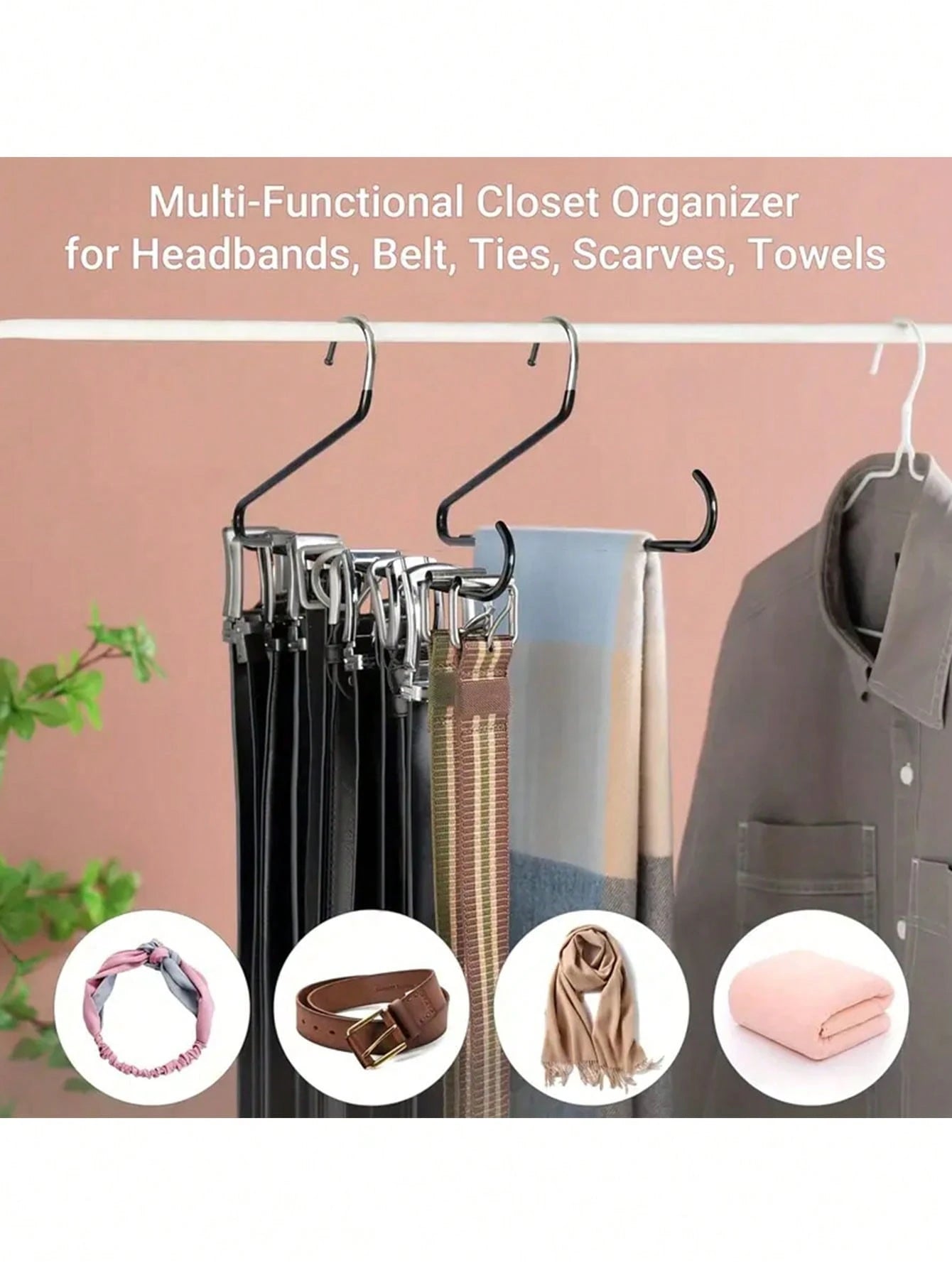 1pc Baseball Cap Holder Rack, Made Of Metal And Plastic, Fits For Closet, Portable Hat Storage Hanger, Holds Up To 20 Caps, Suitable For Various Cap Types And Sizes, Black,Bag,Organizer,Storage, Back