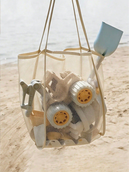 1pc Beach Toy Bag, Large Beach Tote Bag, Foldable Big Size Kids Toy Storage Bag, For Collecting Toys, Shells, Clothes And Towels On The Beach (Made Of Lightweight Mesh Material, Do Not Overload With H