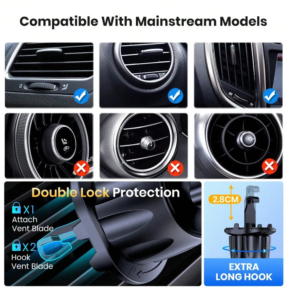 1pc Black ABS Multi-Function Universal Car Phone Holder, Car Air Vent Phone Mount, Navigation Phone Holder